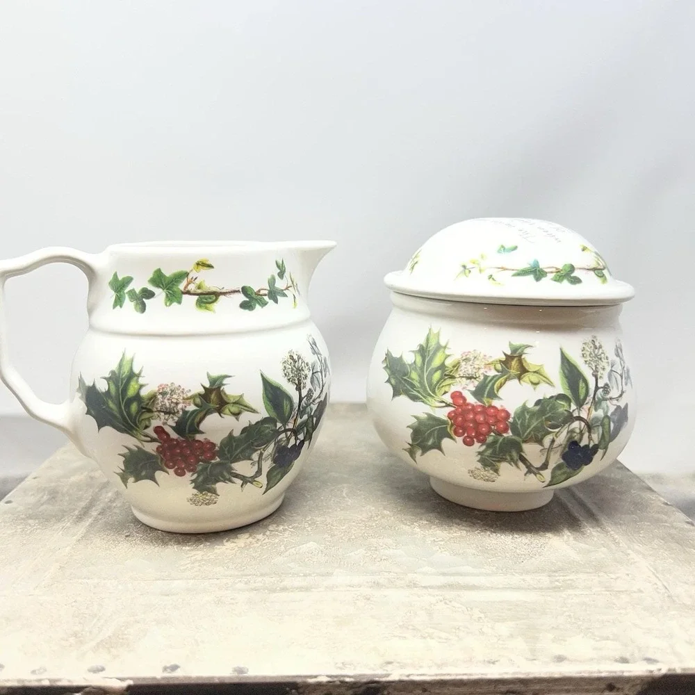 Portmeirion Holly & The Ivy  Sugar & Creamer - Made in Britain EXCELLENT